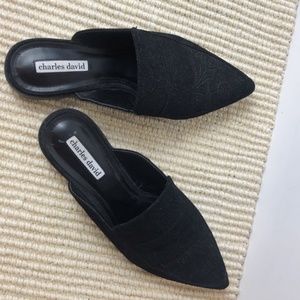 Charles David Porter Mule Leather Floral Embossed